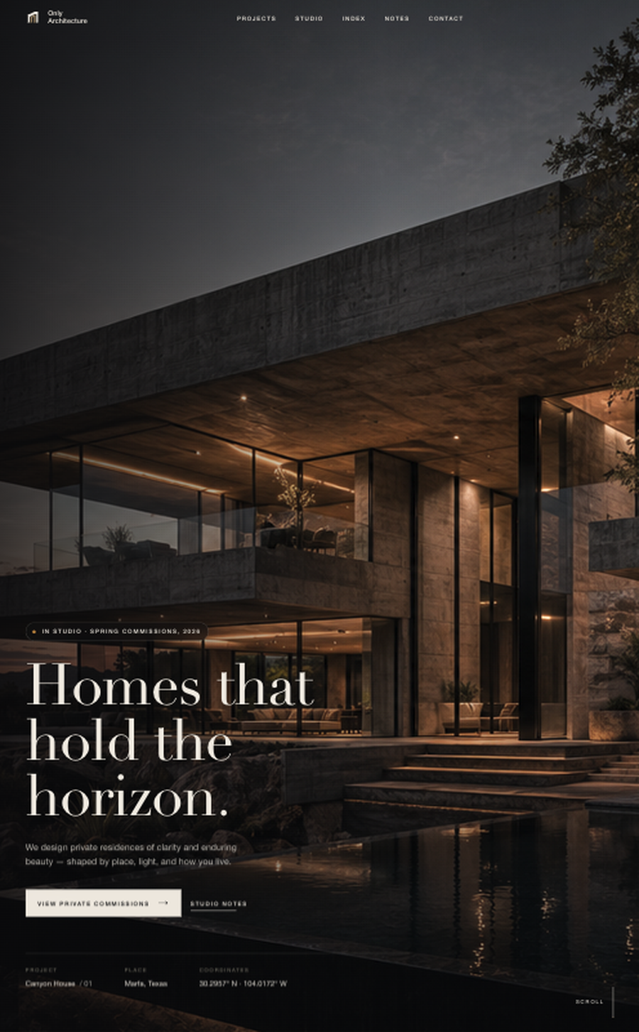 Only Architecture sample website preview