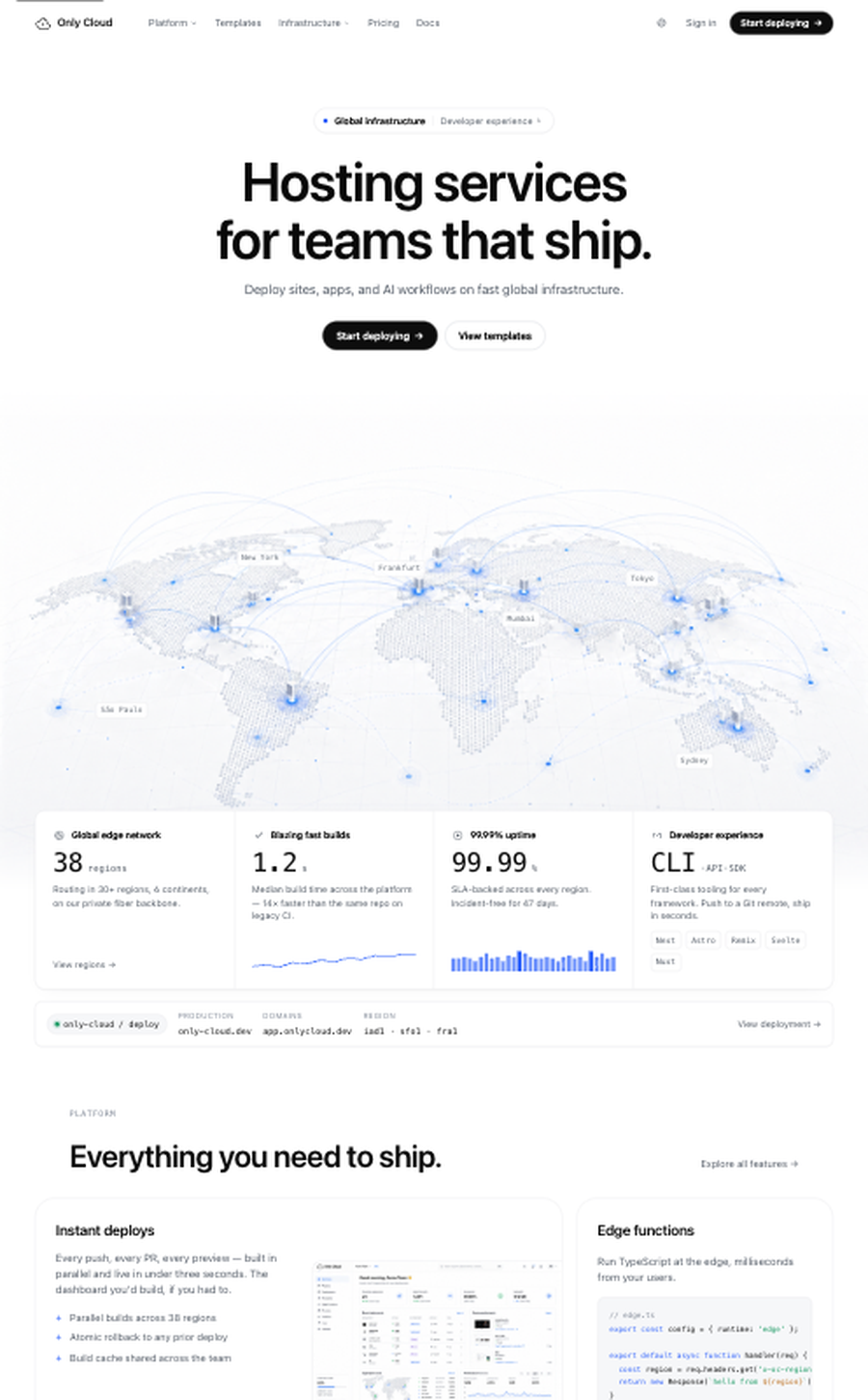 Only Cloud sample website preview